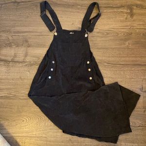 Pink blush corduroy maternity crop overalls